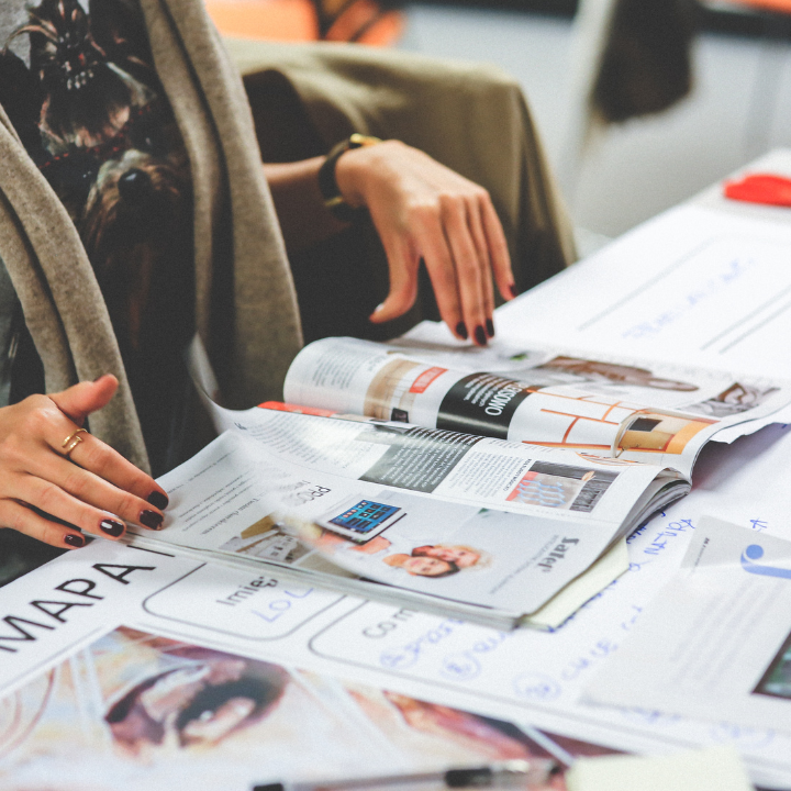 Perusing magazines