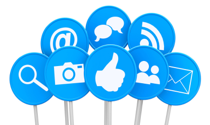 Social media icons on sticks